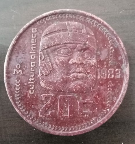 Foto 1 Moneta non identificata: Moneda de 20 centavos Cultura Olmeca 1983