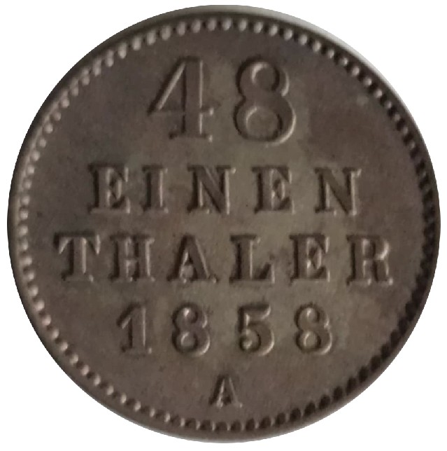 Foto 1 Moneta non identificata: 48 Einen thaler 1858A / V. G. G. Grossh. V. Mecklenb.Scgw.
