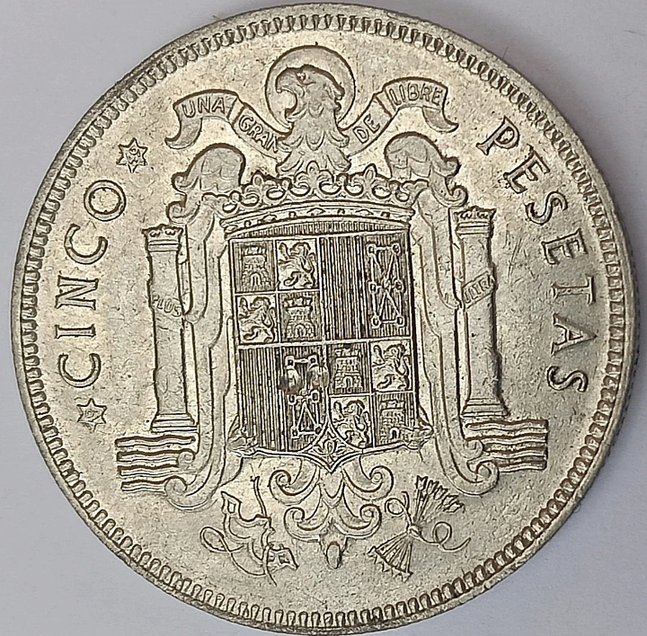 Foto 1 Moneta non identificata: 5 pesetas 1949 estrella 49/50 níquel